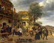 Jan Steen Peasants before an Inn France oil painting artist
